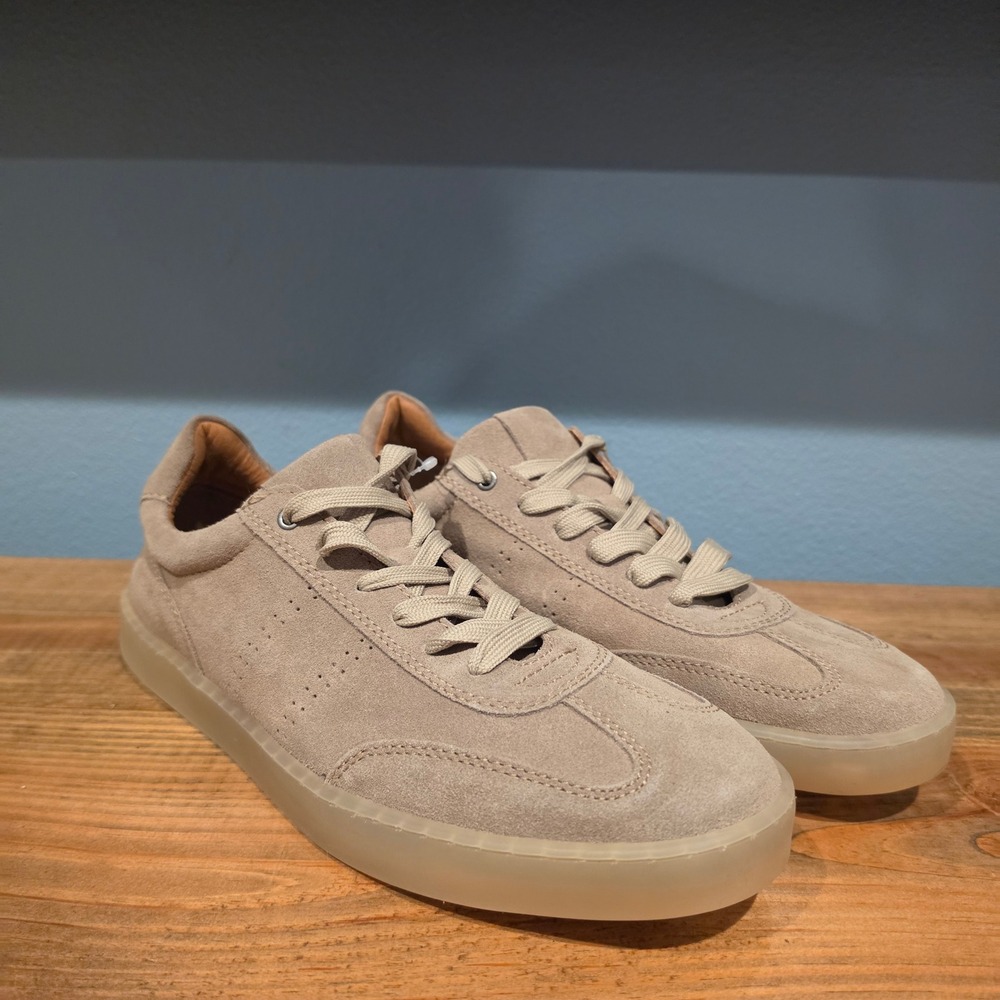 Parrotto Mens Suede Low Top Sneakers Tan Italian Leather MS-527R17-M2 Size 11